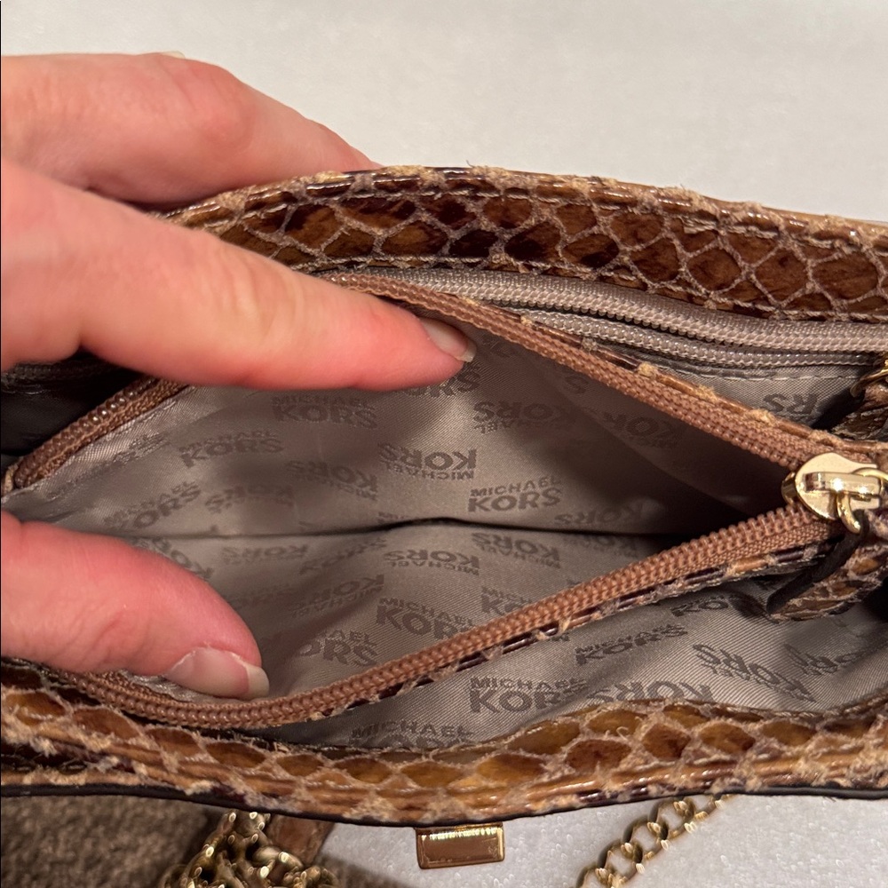 Michael Kors python-embossed patent leather turn-… - image 8